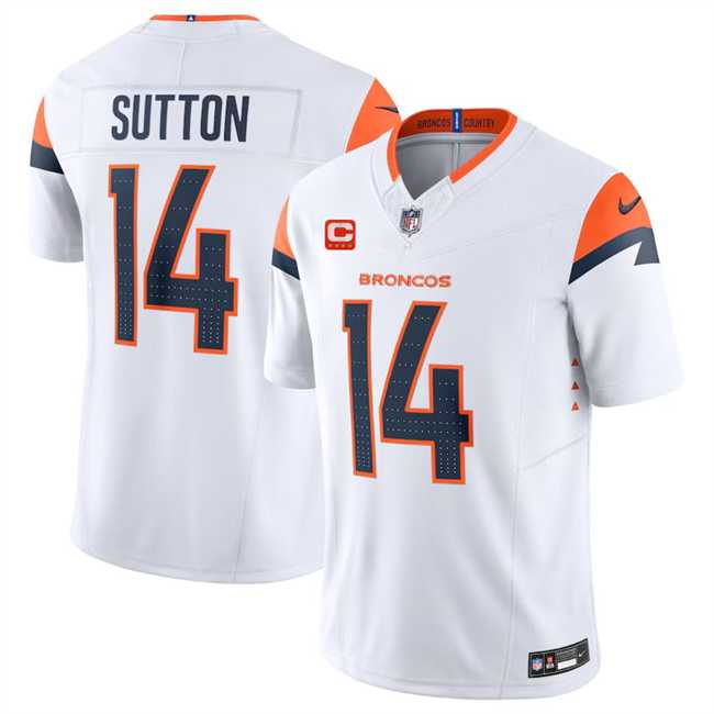 Men & Women & Youth Denver Broncos #14 Courtland Sutton White 2024 F.U.S.E. With 4-Star C Patch Vapor Limited Stitched Jersey->denver broncos->NFL Jersey